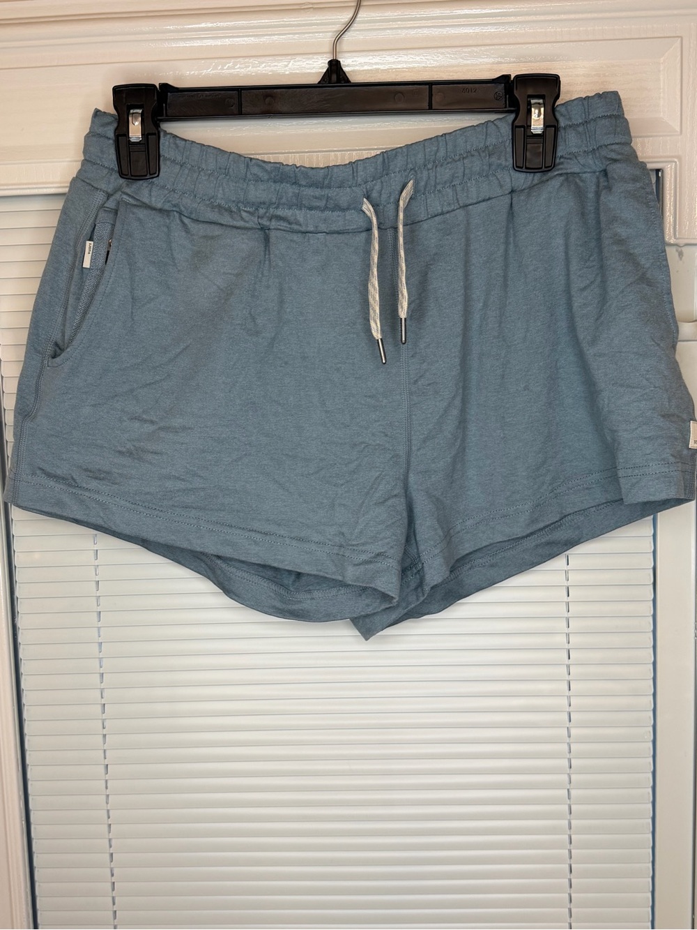 Vuori Dusty Blue Women's Athletic Lounge Shorts with Drawstring